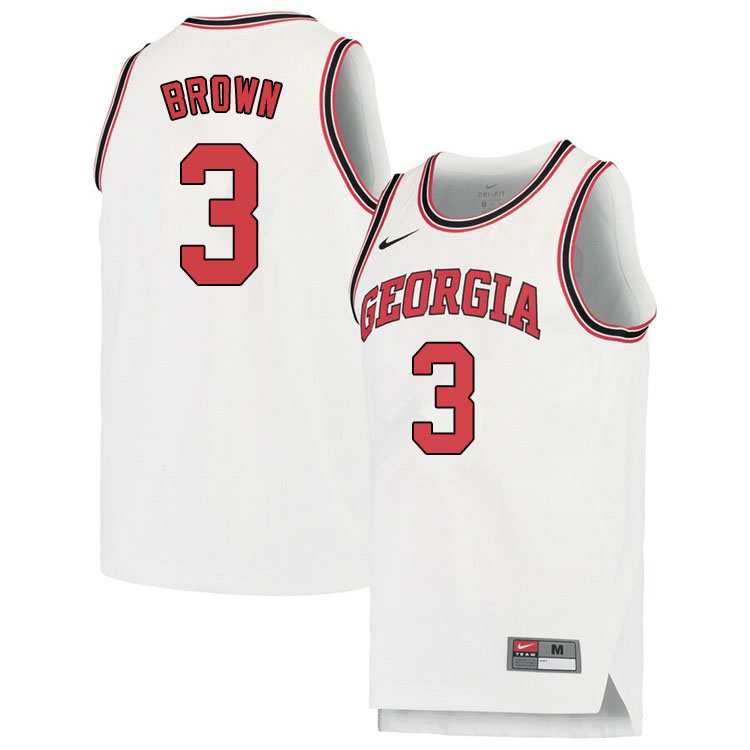 Men #3 Christian Brown Georgina Bulldogs College Basketball Jerseys Sale-White - Click Image to Close